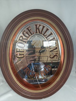 Vintage 1981 George Killians Irish Red Beer Bar Mirror Sign 16.  5 " X13.  5 " Oval