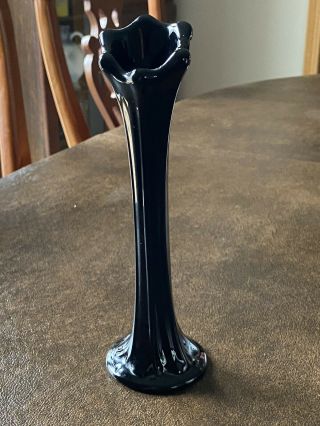 Black Amethyst Bud Vase Depression Glass L E Smith? Art Deco Vintage