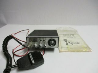 Vintage Cobra Model 21 Cb Radio With Microphone With Paper Work 23 Chl