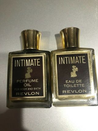 Vintage Revlon Intimate Perfume Oil For Body And Bath & Eau De Toilette 1/2 Oz