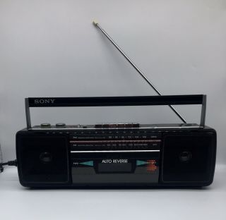 Vintage Sony Cfs - 220 Sound Rider Fm Am Radio Cassette Recorder Black Boombox