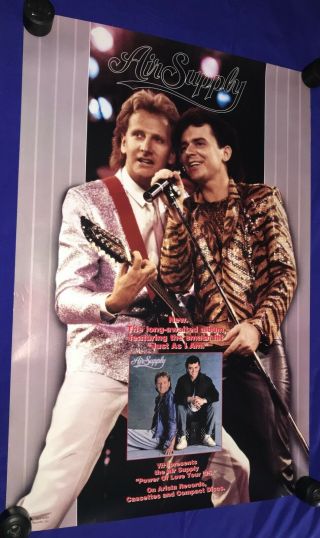 Vintage 1985 Air Supply St Promo Poster Arista 24x36in