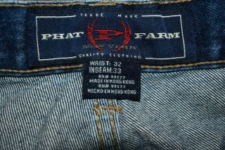 Phat Farm Farmers Blue Jeans,  34 X 32 Vintage Hip Hop Karl Kani Fubu 3