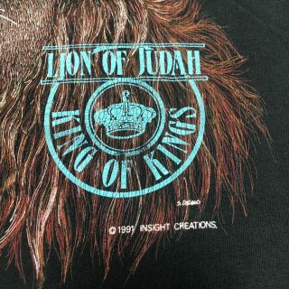 Vintage Christian T - Shirt Jesus The Lion of The Tribe of Judah Black Men ' s 2XL 3