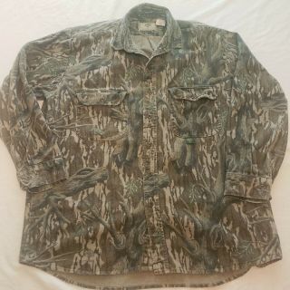 Vintage Mossy Oak Shirt Jacket Mens Large L Long Sleeve Camouflage Usa