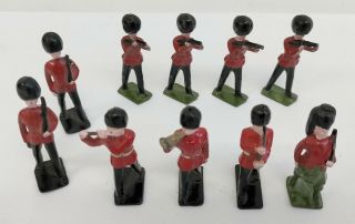 10 X Vintage Lead Toy Soldiers Britains Military Band Foot Guards Painted