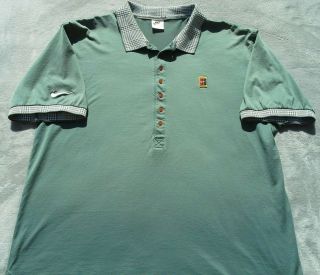Vintage Nike Tennis Court Polo Short Sleeve Green Shirt (mens Large)