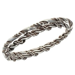 Vintage Navajo Handmade Sterling Silver Twisted Rope Bangle Bracelets