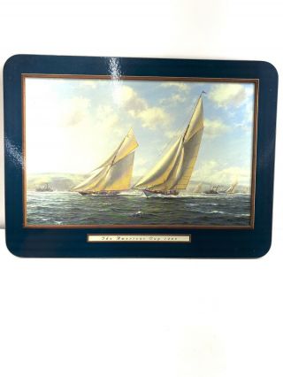 Vtg Set Of 6 America’s Cup Cork Backed Placemats Sailing 2