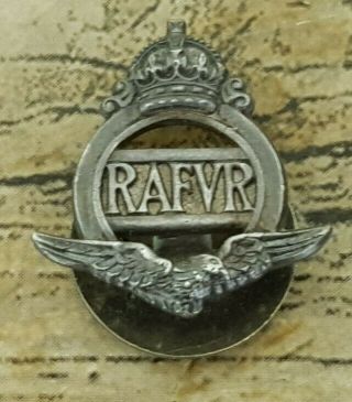 Vintage Ww2 Rafvr Royal Air Force Volunteer Reserve 14374 Silver Button Badge