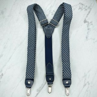 Tommy Hilfiger Blue Vintage Striped Clip Braces Suspenders