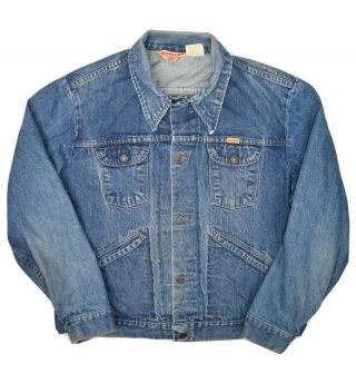 Vintage Rustler Denim Jacket Mens Xl Made In Usa Trucker Jean 13oz Medium Wash