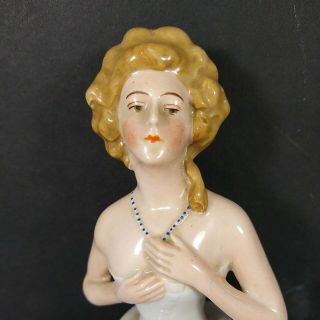 German Porcelain Half Doll Goebel Munzer 1926 5 " Necklace Big Hair