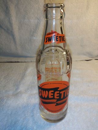 Vintage Rare Sweetie Beverages Clear Glass 7oz.  Acl Label Soda Bottle