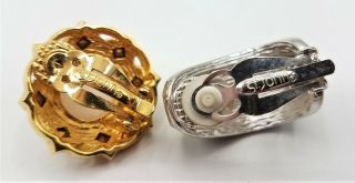 2 Pairs of Vintage St.  John Clip - on Earrings Goldtone Silvertone LB952 3