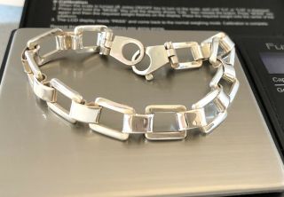 Estate Vintage Sterling Silver 925 9mm Square Link Chain Bracelet 7.  25” 18.  65g