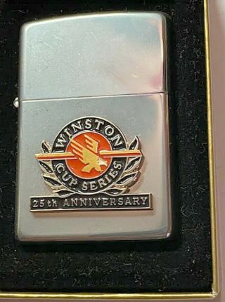 Vintage 1994 Winston Cup 25th Anniversary Zippo Lighter Never Fired Orange Stick