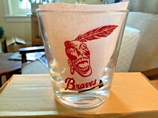 Extremely Rare Vintage 1950s Milwaukee Braves Baseball Glass.  Atlanta.  Cond