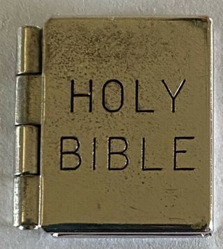 Vintage Sterling Silver Wells Holy Bible Ten Commandments Pocket Charm 5.  13g