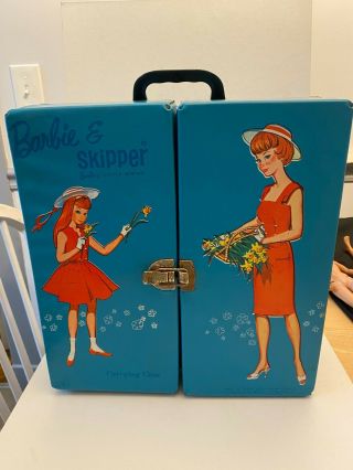 Vintage 1964 Mattel Barbie & Skipper Double Doll Case W/ Drawers