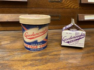 Vintage Goodenoughs Dairy Whipping Cream & Cottage Cheese Carton Morrison,  Il