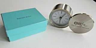 Vintage Tiffany & Co Round Swivel Top Desk Silvertravel Alarm Clock Box For Cnn
