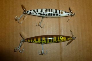 Couple Of Vintage Heddon 9205 Cd & Brs Dying Flutter Top Water Fishing Lures