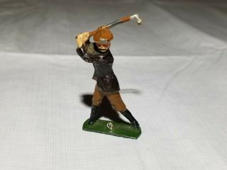Antique Vintage J.  Hill & Co.  Pre - War Hand Painted Golfer Lead Toy Figure