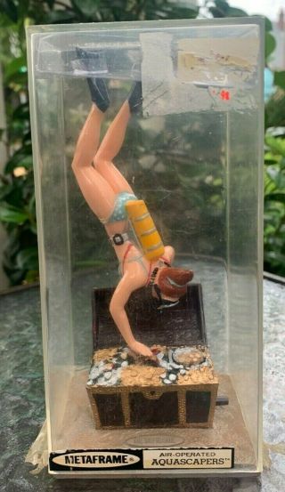 Vintage 1969 Aquarium Ornament Metaframe Aquascapers Woman Diver,  Treasure Chest
