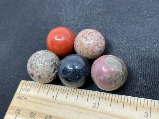 5 Very Pretty Polished Unknown Gemstone Spheres - 57.  9 Grams - Vintage Estate Find
