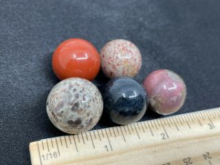 5 Very Pretty Polished Unknown Gemstone Spheres - 57.  9 Grams - Vintage Estate Find 2