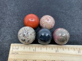 5 Very Pretty Polished Unknown Gemstone Spheres - 57.  9 Grams - Vintage Estate Find 3