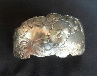 Vintage Wage Sterling Silver Overlay Western Tooled Cuff Bracelet