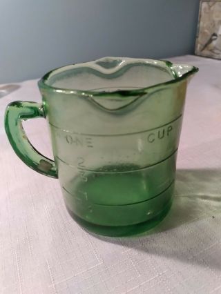 Vintage Depression Green Glass Measuring Cup