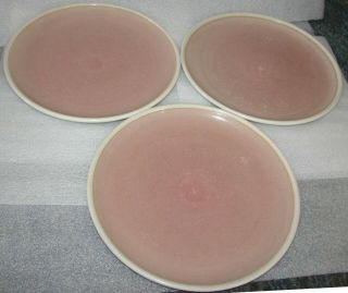 3 Heath Ceramics Sausalito Rose Pink Coupe Dinner Plates 10 5/8 " Vintage