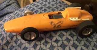 Vintage 1960’s Slot Car Racecar Orange Open Wheels Rare Unique Plastic