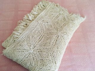 Vintage Ivory Hand - Crocheted Cottage Coverlet Bedspread Full/queen Size Tassel