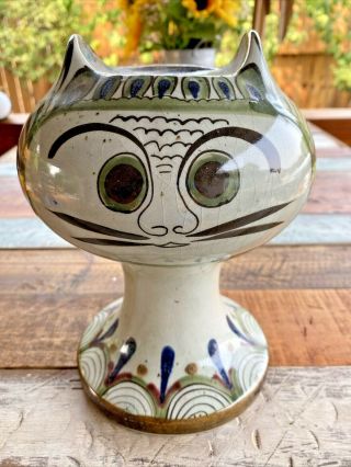 Vintage Rare Ken Edwards Cat Del Gato Art Pottery Pillar Candle Holder - Tonala