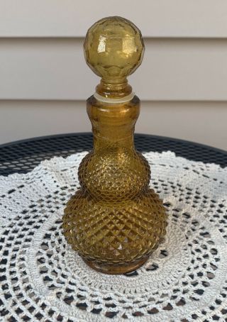 Miniature Diamond Cut Amber Vintage Mcm Genie Bottle/decanter 1960 