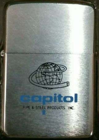 Vintage 1969 Zippo Advertising Capitol Pipe And Steel Products Inc.
