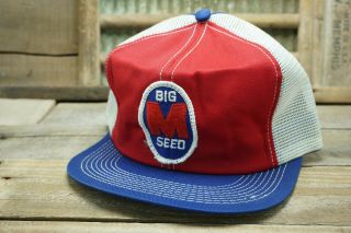 Vintage Big M Seed Mesh Snapback Trucker Cap Hat Patch K Brand Made In Usa