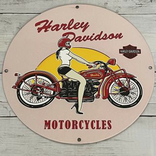 Vintage Harley Davidson Porcelain Sign Gas Oil Motorcycle Motor Bike Pump Plate