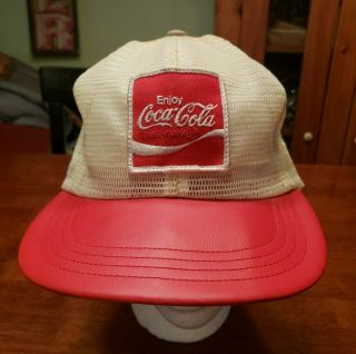 Vintage Coca Cola All Mesh Snapback Trucker Hat W/ Vinyl Brim