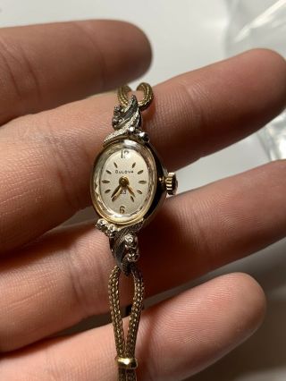 Vintage Ladies Bulova 23 Watch 10k Gold Rgp & Diamonds