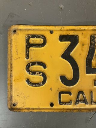 Vtg 1930 California PUBLIC SERVICE License Plate CLEAR DMV PS 34 - 087 SEE ALL 2
