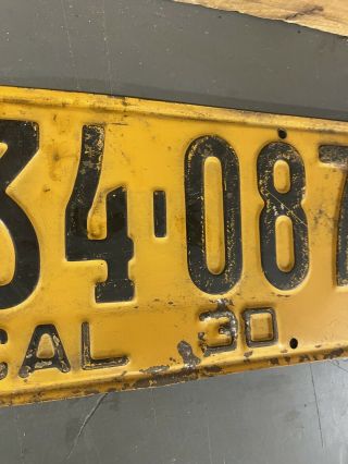 Vtg 1930 California PUBLIC SERVICE License Plate CLEAR DMV PS 34 - 087 SEE ALL 3