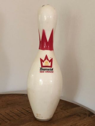 Vintage Brunswick Bowling Pin Abc Red Crown Plastic Coated