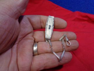 Vintage Art Deco Sterling Silver Belt Loop Pocket Watch Fob Chain