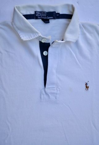 Vintage Polo Ralph Lauren Rugby Shirt Long Sleeve White Men 