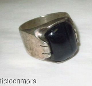 Vintage Taxco Signed Modernist Sterling & Black Onyx Ring Mens 20g